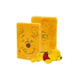 Kit Material Escolar Ursinho Pooh Disney 1 Estojo E Caderno Anotações Pelúcia Fluffy Fofinho Escola