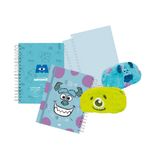 Kit Material Escolar Monstros S.a Disney Estojo 2 Lados Pelúcia Caderno Smart Universitário E Refil