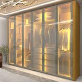 Guarda Roupa Casal Com Vidro Reflecta Led E Pés 6 Portas 100 Mdf Innova Gelius
