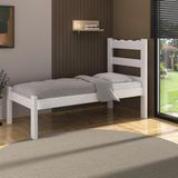 Cama De Solteiro Madeira Maciça Para Colchão 78-88x188cm Multimóveis Branco