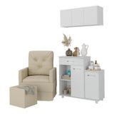 Poltrona De Amamentação Com Puff E Armário/balcão Multimóveis Mp4212 Branco/bege Branco/bege