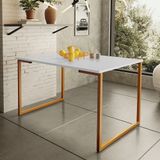 Mesa De Jantar Steel Estilo Industrial Pés De Aço 120x80cm Cobre/branco