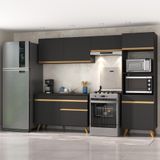 Armário De Cozinha Compacta 4 Peças Ml3868 Veneza Multimóveis Preta Preto