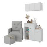 Poltrona De Amamentação Com Puff E Armário/balcão Multimóveis Mp4212 Branco/cinza Branco/cinza