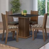 Conjunto Sala De Jantar Mesa Tampo De Madeira 4 Cadeiras Rustic/preto/bege Marrom Samara Madesa Rustic/preto/bege Marrom