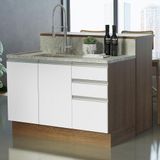 Ilha De Cozinha Com Bancada E Balcão 120 Cm Rustic/branco Glamy Madesa Rustic/branco