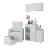 Poltrona De Amamentação Com Puff E Armário/balcão Multimóveis Mp4212 Branco Branco