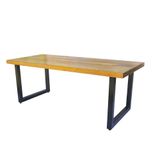 Mesa Industrial Detroit Madeira Maciça 2,20m Ferragem Preta