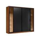 Guarda-roupas Casal Com Espelho 3 Portas Multimóveis Cr35205 Nogueira Preto