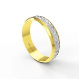 Aliança Bodas De Casamento 2 Cores Parte Interna Reta Ouro Branco, Ouro Rose Ou Amarelo 18k Cbp27