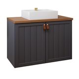 Gabinete Para Banheiro 80cm 100% Mdf 2 Portas Alure Mgm Móveis Titânio/freijo Titanium/freijo