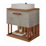 Gabinete Para Banheiro 60 Cm 100% Mdf Nicho 1 Porta Basculante Duna Mgm Móveis Cimento/freijo Cimento/freijo