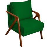 Poltrona Decorativa Shine Pé Castanho - Verde Suede