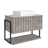 Gabinete Para Banheiro 80cm 100% Mdf Metalon 20x20 1 Porta Basculante Frisê Mgm Móveis Cimento Metalon Cimento