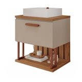 Gabinete Para Banheiro 60 Cm 100% Mdf Nicho 1 Porta Basculante Duna Mgm Móveis Cappuccino/freijo Cappuccino/freijo