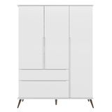 Guarda Roupa Infantil 100% Mdf 3 Portas Pés Retrô Melinda Branco