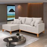 Sofá Living Beny Com Chaise Para Sala De Estar Confortável Império Cru 184