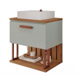 Gabinete Para Banheiro 60 Cm 100% Mdf Nicho 1 Porta Basculante Duna Mgm Móveis Pistache/freijo Pistache/freijo