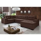 Sofá Viena 3 Lugares Com Chaise E Canto Premium Império Marrom Marrom 379