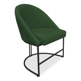 Cadeira Poltrona De Jantar Bela Suede Verde Base Metálica Industrial Preto - Pallazio
