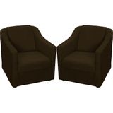 Kit 2 Poltronas Mila Pé De Plástico Cromado - Marrom Suede