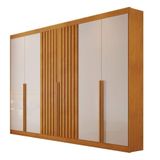 Guarda Roupa Casal Siena 6 Portas 100% Mdf 15mm 6 Gavetas 2,70m Detalhe Ripado
