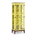 Cristaleira De Madeira Maciça 2 Portas - Amarelo Lemon - Fundo Amarelo Lemon