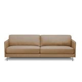 Sofá Decorativo Anthony 3 Lugares Sala De Estar 210cm Pés Em Aço Couro Nude G88 - Gran Belo