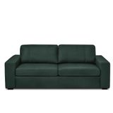Sofá Decorativo Agatha 3 Lugares Sala De Estar 235cm Pés Em Madeira Couro Verde Musgo G88 - Gran Belo