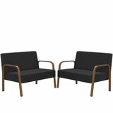 Kit Poltrona Decorativa 2 Namoradeiras Luna Braço Madeira D Salla Suede