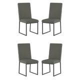 Kit 4 Cadeiras Para Mesa De Jantar Base Industrial Preto Balaqui Cinza