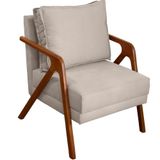 Poltrona Decorativa Shine Pé Castanho - Bege Suede