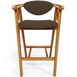 Banqueta Alta Para Cozinha Bancada Bar Sala De Jantar Fixa Cecília L02 Suede Marrom