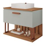 Gabinete Para Banheiro 80 Cm 100% Mdf Nicho 1 Porta Basculante Duna Mgm Móveis Pistache/freijo Pistache/freijo