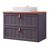 Gabinete Para Banheiro 60cm 100% Mdf 1 Gaveta 1 Porta Basculante Sense Mgm Móveis Titanium/freijo Titanium/freijo