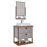 Gabinete Para Banheiro 60 Cm 100% Mdf 2 Gavetas C/ Espelheira Uni Mgm Móveis Cimento/freijo Cimento/freijo