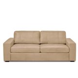 Sofá Decorativo Agatha 3 Lugares Sala De Estar 235cm Pés Em Madeira Couro Nude G88 - Gran Belo