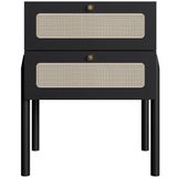 Mesa De Cabeceira 02 Gavetas Com Telinha Pés Madeira Moss A03 Nero Preto