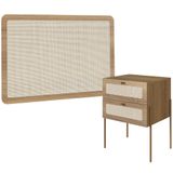 Cabeceira Solteiro 90cm E 1 Mesa Lateral 2 Gavetas Industrial Indy A03 Hanover