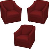 Kit 3 Poltronas Mila Pé De Plástico Cromado - Bordô Suede
