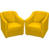 Kit 2 Poltronas Mila Pé De Plástico Cromado - Amarelo Suede