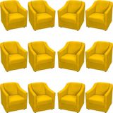 Kit 12 Poltronas Mila Pé De Plástico Cromado - Amarelo Suede