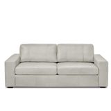 Sofá Decorativo Agatha 3 Lugares Sala De Estar 235cm Pés Em Madeira Couro Off White G88 - Gran Belo