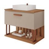 Gabinete Para Banheiro 80 Cm 100% Mdf Nicho 1 Porta Basculante Duna Mgm Móveis Cappuccino/freijo Cappuccino/freijo