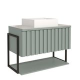 Gabinete Para Banheiro 80cm 100% Mdf Metalon 20x20 1 Porta Basculante Frisê Mgm Móveis Pistache Metalon Pistache