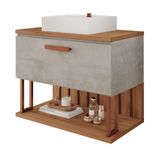 Gabinete Para Banheiro 80 Cm 100% Mdf Nicho 1 Porta Basculante Duna Mgm Móveis Cimento/freijo Cimento/freijo