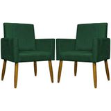 Kit 2 Poltronas Decorativas Mari Suede Pé Palito - Verde Suede
