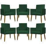 Kit 6 Poltronas Decorativas Mari - Verde Suede