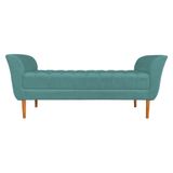 Calçadeira Recamier Casal 1,50m Londres Veludo - Pallazio Azul Turuqesa