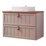 Gabinete Para Banheiro 80cm 100% Mdf 1 Gaveta 1 Porta Basculante Sense Mgm Móveis Cappuccino/freijo Cappuccino/freijo